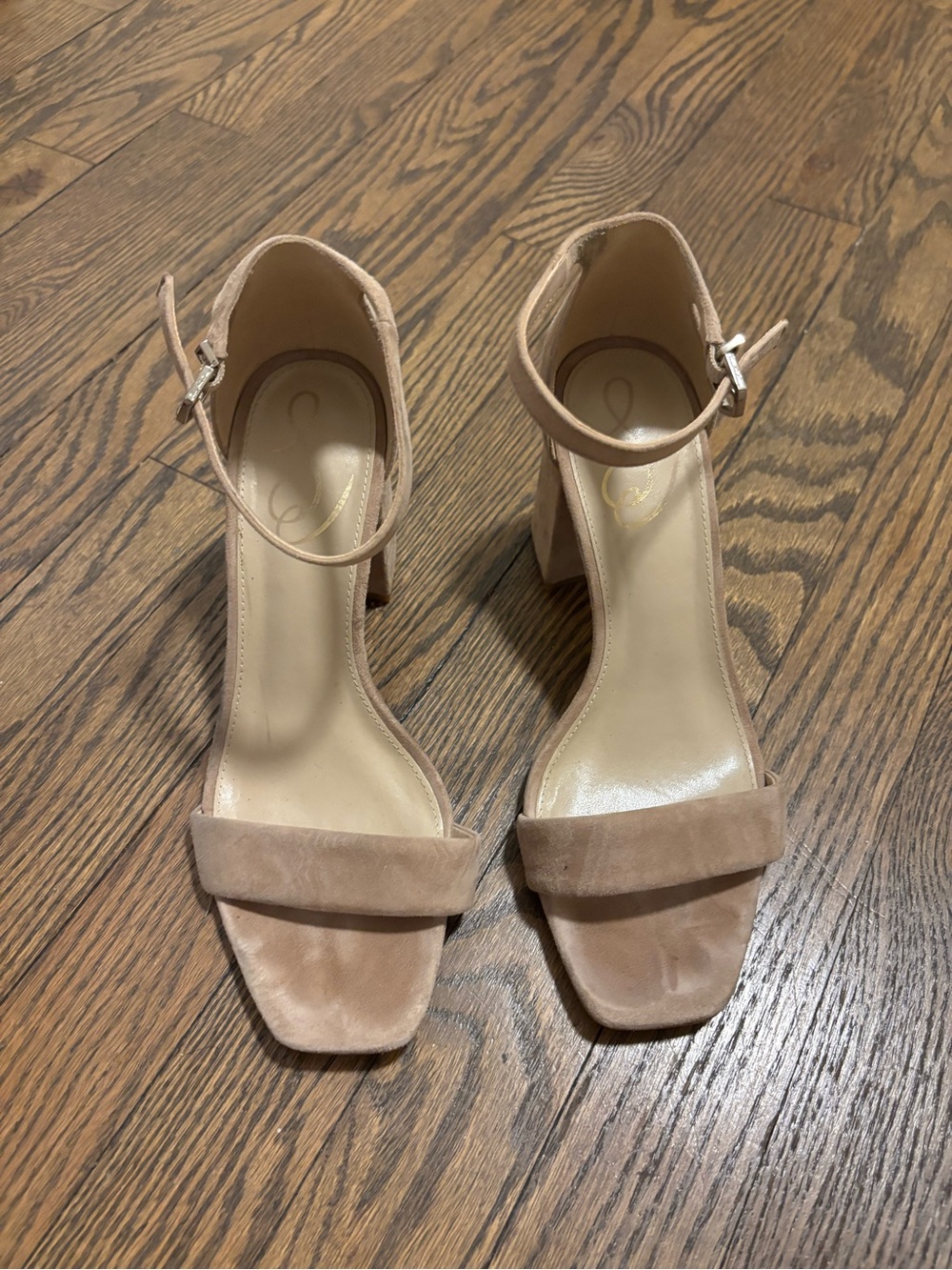 Sam Edelman - Classic Ankle-Strap Block Heel Sandals in Nude